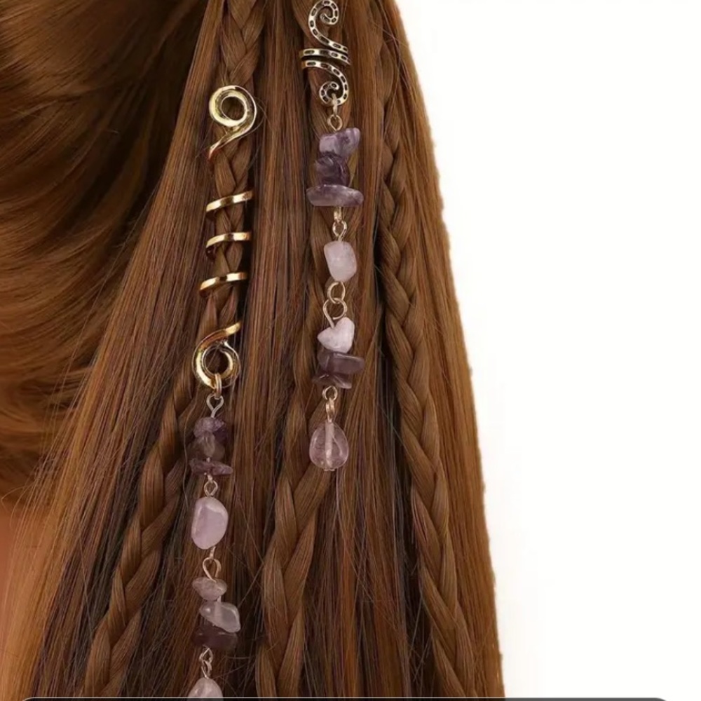👚 2/$16 Amethyst Hair Cuffs for Braids & Dreadlocks! Unique Hair Jewelry Set!